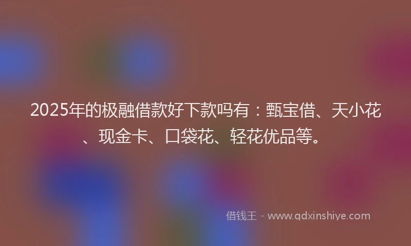 2025年的极融借款好下款吗有：甄宝借、天小花、现金卡、口袋花、轻花优品等。