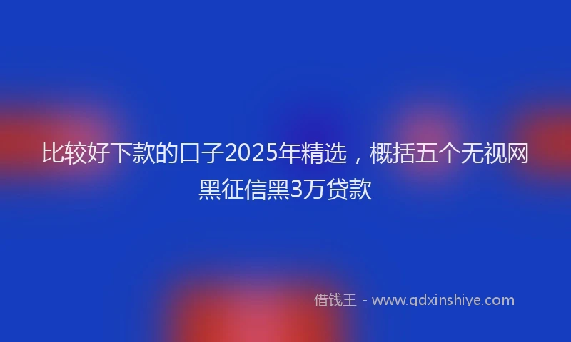 比较好下款的口子2025年精选，概括五个无视网黑征信黑3万贷款