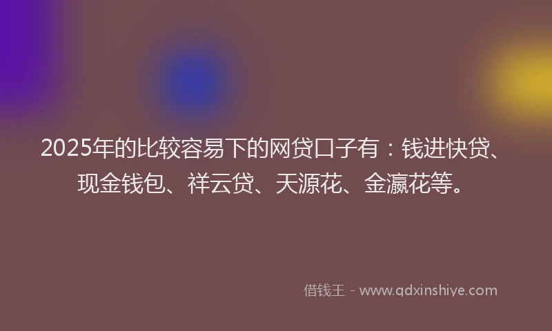 2025年的比较容易下的网贷口子有：钱进快贷、现金钱包、祥云贷、天源花、金瀛花等。