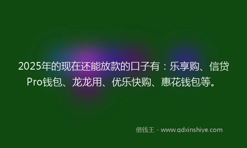 2025年的现在还能放款的口子有：乐享购、信贷Pro钱包、龙龙用、优乐快购、惠花钱包等。
