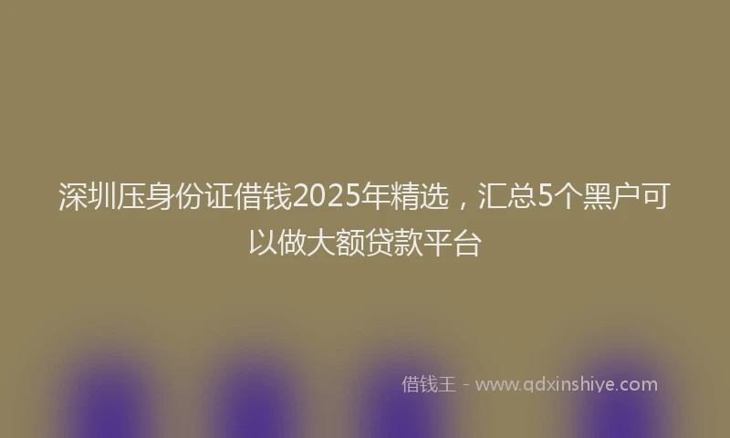 深圳压身份证借钱2025年精选，汇总5个黑户可以做大额贷款平台