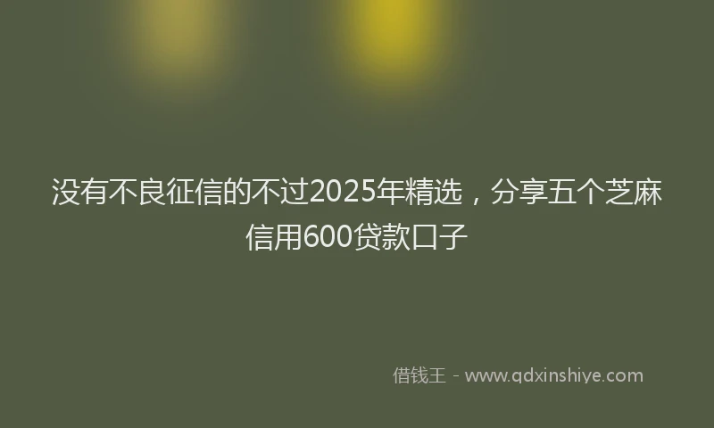 没有不良征信的不过2025年精选，分享五个芝麻信用600贷款口子