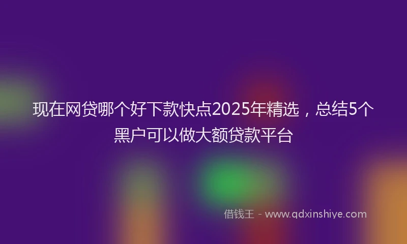 现在网贷哪个好下款快点2025年精选，总结5个黑户可以做大额贷款平台