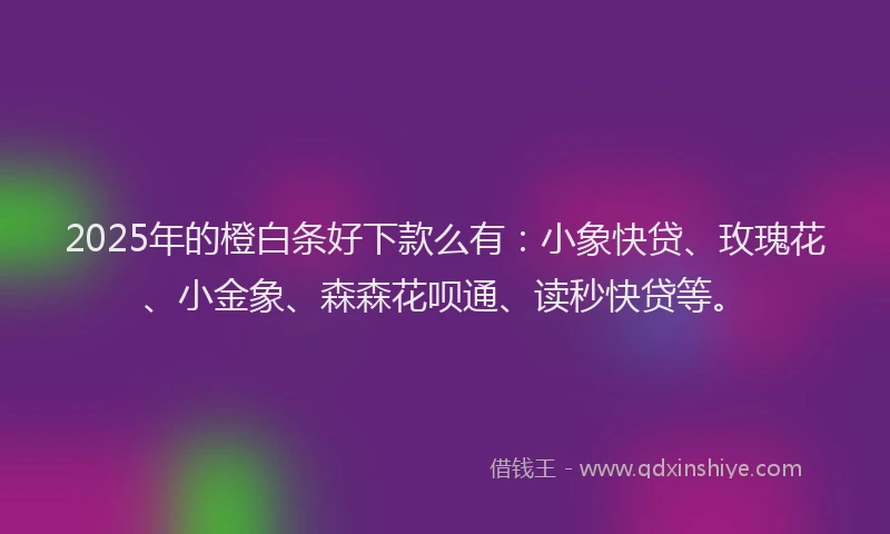 2025年的橙白条好下款么有：小象快贷、玫瑰花、小金象、森森花呗通、读秒快贷等。