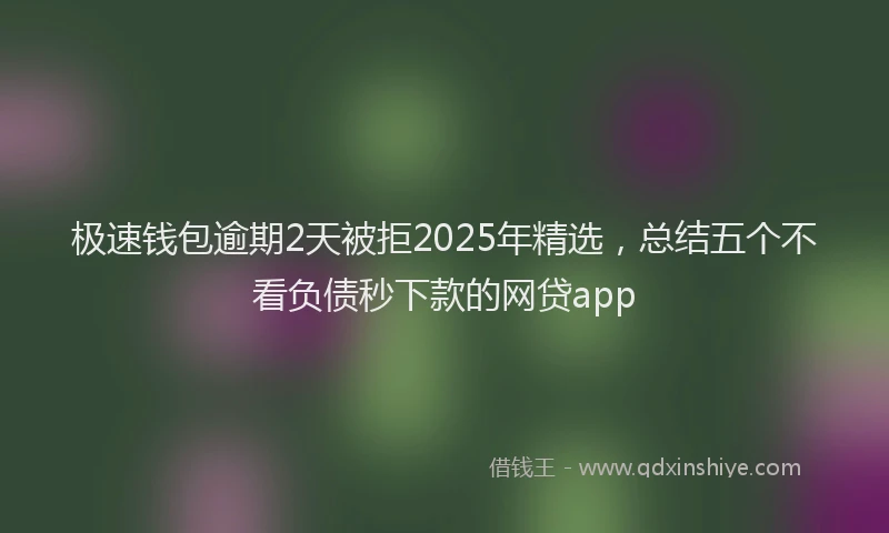 极速钱包逾期2天被拒2025年精选，总结五个不看负债秒下款的网贷app