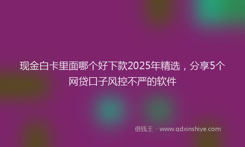 现金白卡里面哪个好下款2025年精选，分享5个网贷口子风控不严的软件