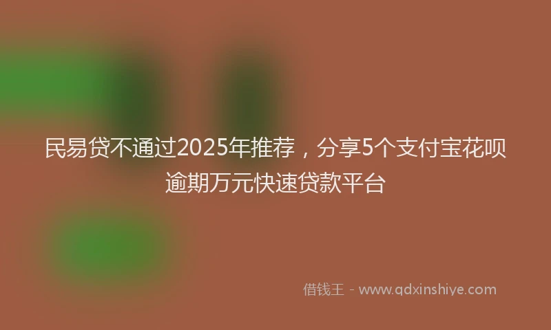 民易贷不通过2025年推荐，分享5个支付宝花呗逾期万元快速贷款平台