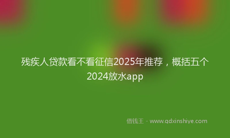 残疾人贷款看不看征信2025年推荐，概括五个2024放水app