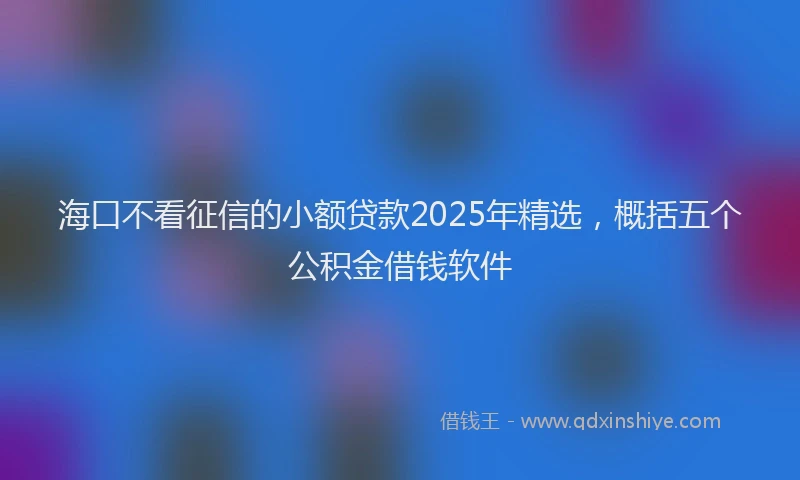 海口不看征信的小额贷款2025年精选，概括五个公积金借钱软件