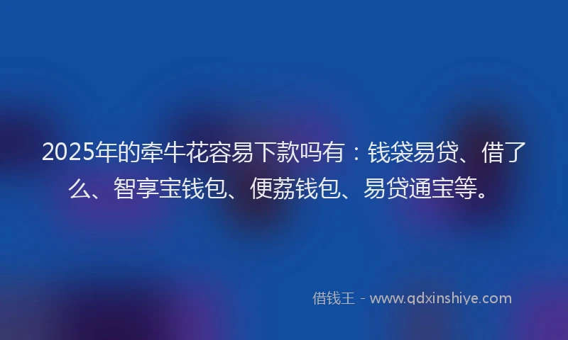 2025年的牵牛花容易下款吗有：钱袋易贷、借了么、智享宝钱包、便荔钱包、易贷通宝等。