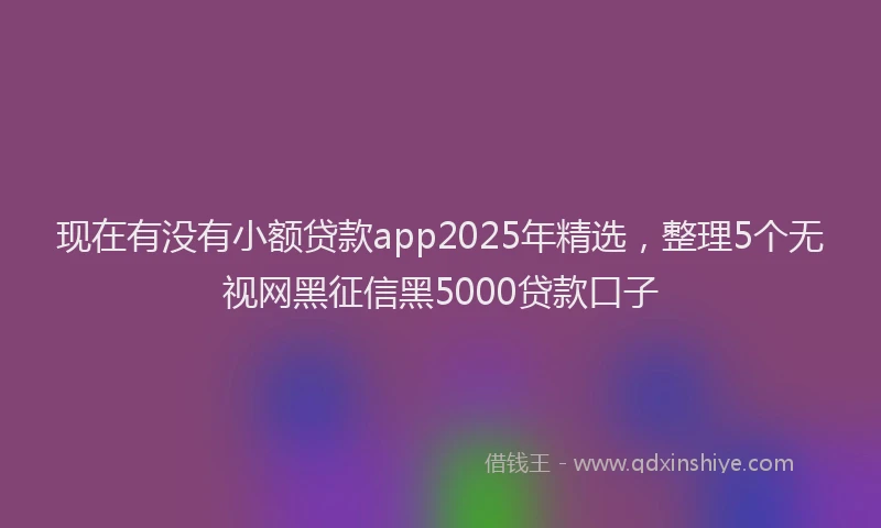 现在有没有小额贷款app2025年精选，整理5个无视网黑征信黑5000贷款口子