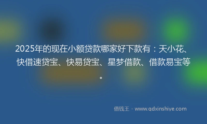 2025年的现在小额贷款哪家好下款有：天小花、快借速贷宝、快易贷宝、星梦借款、借款易宝等。