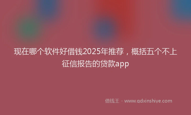 现在哪个软件好借钱2025年推荐，概括五个不上征信报告的贷款app