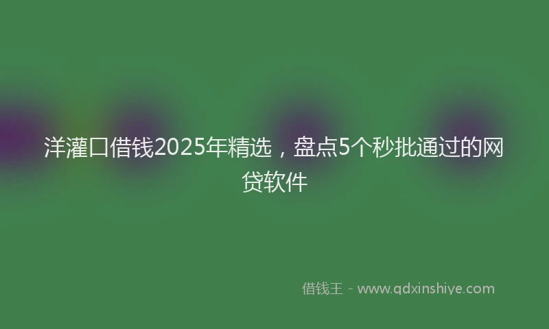 洋灌口借钱2025年精选，盘点5个秒批通过的网贷软件