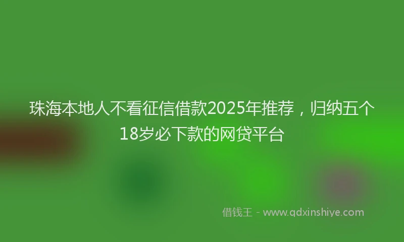 珠海本地人不看征信借款2025年推荐，归纳五个18岁必下款的网贷平台