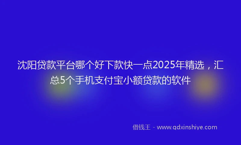沈阳贷款平台哪个好下款快一点2025年精选，汇总5个手机支付宝小额贷款的软件