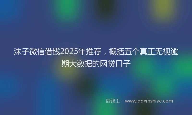 沫子微信借钱2025年推荐，概括五个真正无视逾期大数据的网贷口子