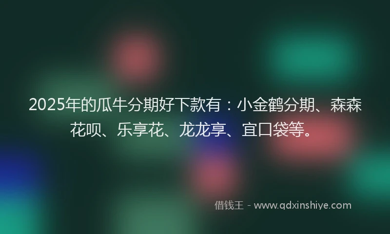 2025年的瓜牛分期好下款有：小金鹤分期、森森花呗、乐享花、龙龙享、宜口袋等。