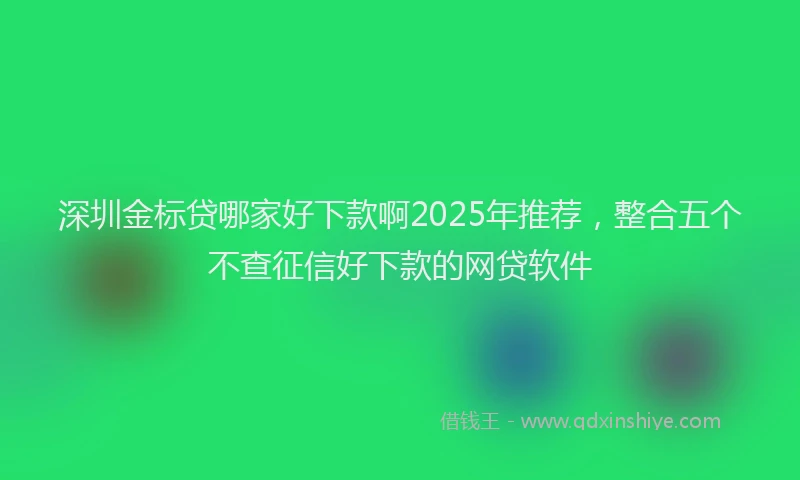深圳金标贷哪家好下款啊2025年推荐，整合五个不查征信好下款的网贷软件