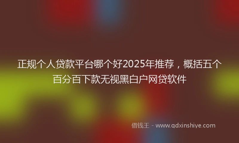 正规个人贷款平台哪个好2025年推荐，概括五个百分百下款无视黑白户网贷软件