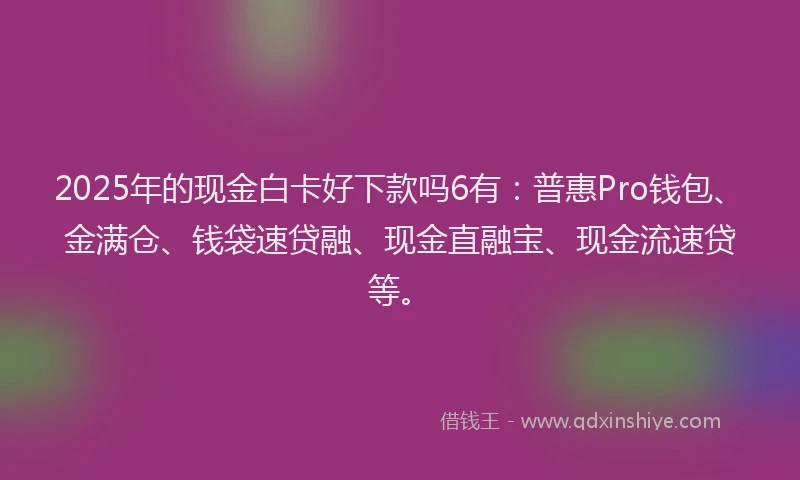 2025年的现金白卡好下款吗6有：普惠Pro钱包、金满仓、钱袋速贷融、现金直融宝、现金流速贷等。