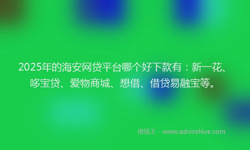 2025年的海安网贷平台哪个好下款有：新一花、哆宝贷、爱物商城、想借、借贷易融宝等。