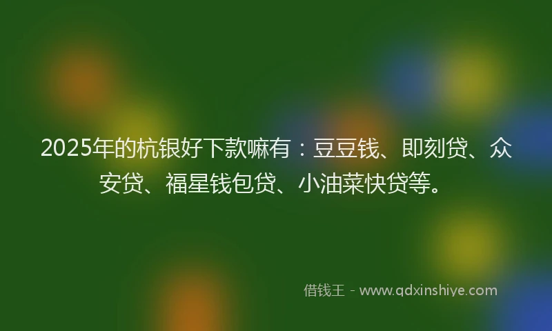 2025年的杭银好下款嘛有：豆豆钱、即刻贷、众安贷、福星钱包贷、小油菜快贷等。