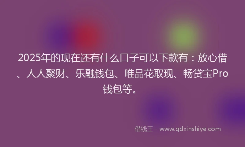 2025年的现在还有什么口子可以下款有：放心借、人人聚财、乐融钱包、唯品花取现、畅贷宝Pro钱包等。