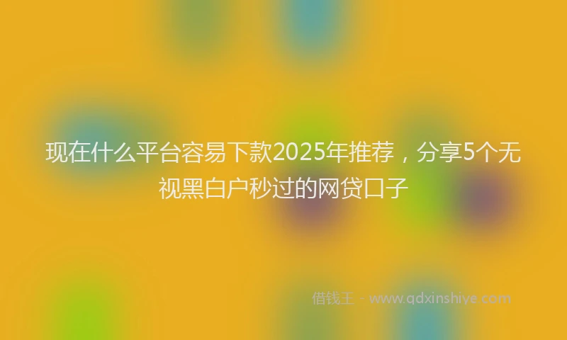 现在什么平台容易下款2025年推荐，分享5个无视黑白户秒过的网贷口子