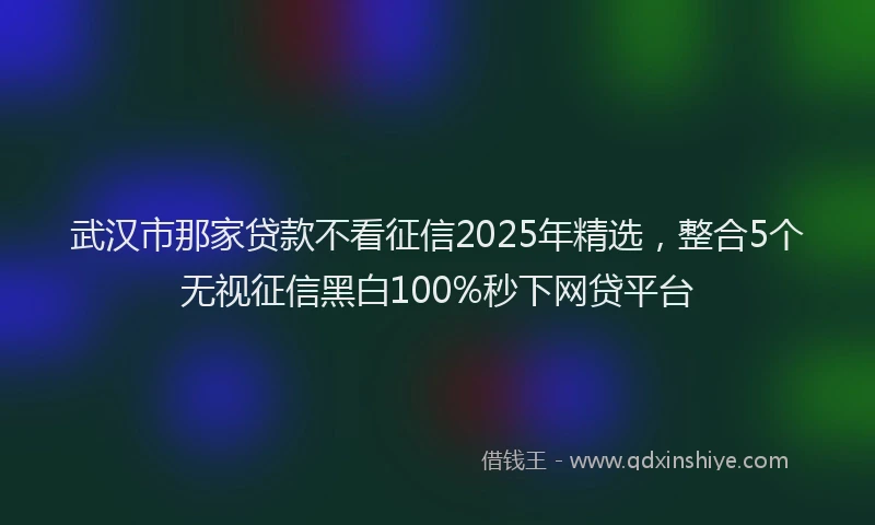 武汉市那家贷款不看征信2025年精选，整合5个无视征信黑白100%秒下网贷平台