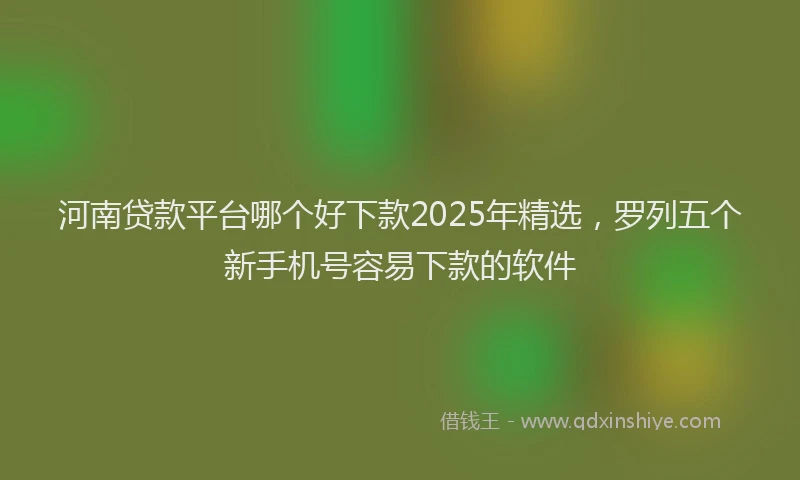 河南贷款平台哪个好下款2025年精选，罗列五个新手机号容易下款的软件