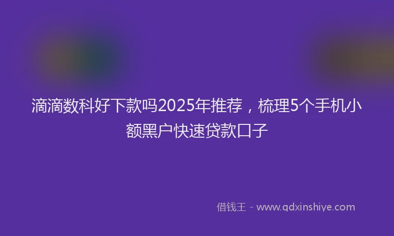滴滴数科好下款吗2025年推荐，梳理5个手机小额黑户快速贷款口子