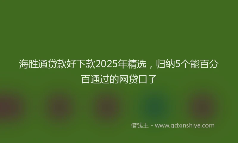 海胜通贷款好下款2025年精选，归纳5个能百分百通过的网贷口子