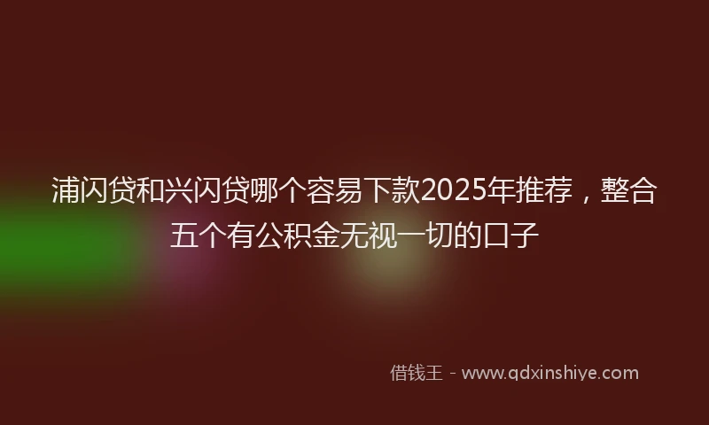 浦闪贷和兴闪贷哪个容易下款2025年推荐，整合五个有公积金无视一切的口子