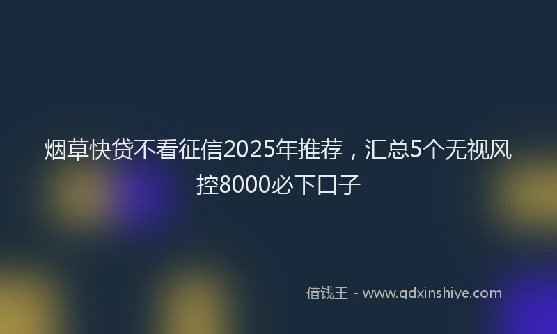 烟草快贷不看征信2025年推荐，汇总5个无视风控8000必下口子