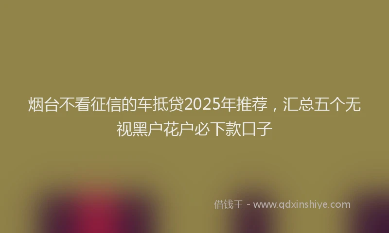烟台不看征信的车抵贷2025年推荐，汇总五个无视黑户花户必下款口子