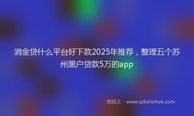 消金贷什么平台好下款2025年推荐，整理五个苏州黑户贷款5万的app