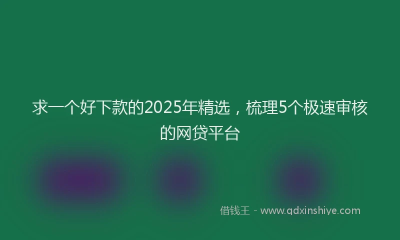 求一个好下款的2025年精选，梳理5个极速审核的网贷平台