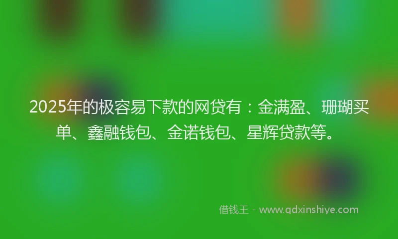 2025年的极容易下款的网贷有：金满盈、珊瑚买单、鑫融钱包、金诺钱包、星辉贷款等。