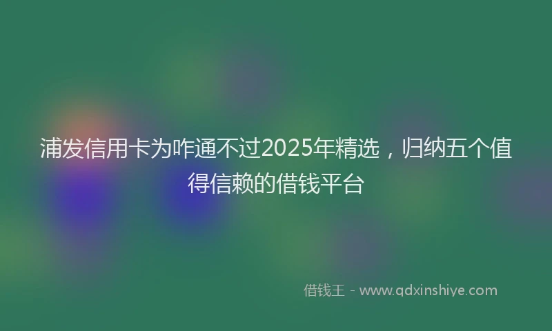 浦发信用卡为咋通不过2025年精选，归纳五个值得信赖的借钱平台