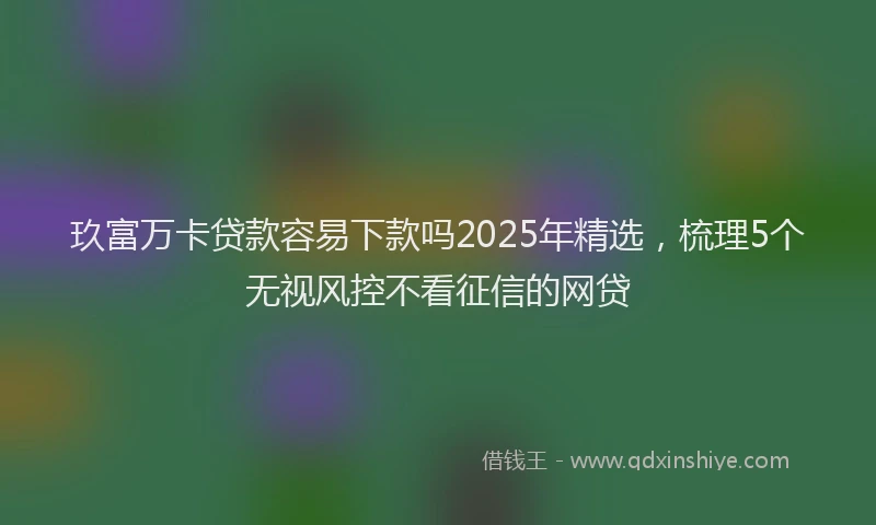 玖富万卡贷款容易下款吗2025年精选，梳理5个无视风控不看征信的网贷