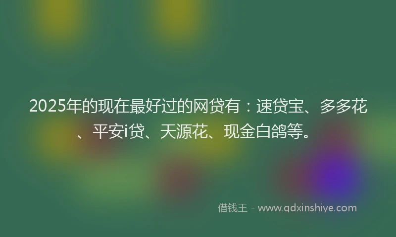 2025年的现在最好过的网贷有：速贷宝、多多花、平安i贷、天源花、现金白鸽等。