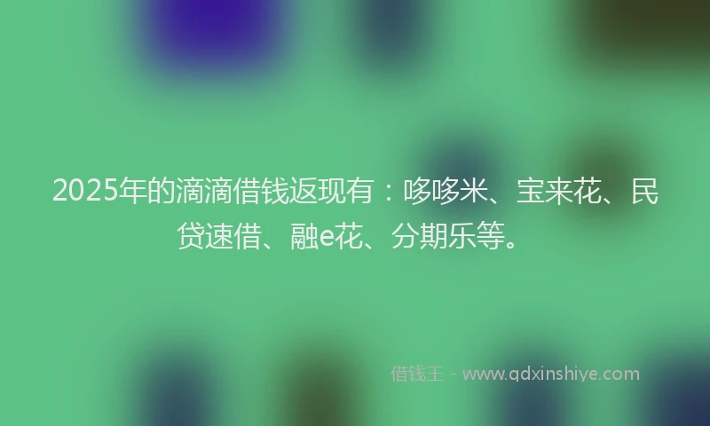 2025年的滴滴借钱返现有：哆哆米、宝来花、民贷速借、融e花、分期乐等。