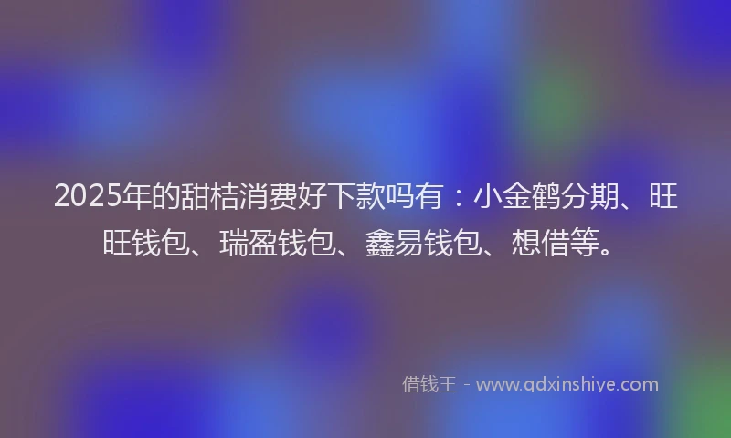 2025年的甜桔消费好下款吗有：小金鹤分期、旺旺钱包、瑞盈钱包、鑫易钱包、想借等。