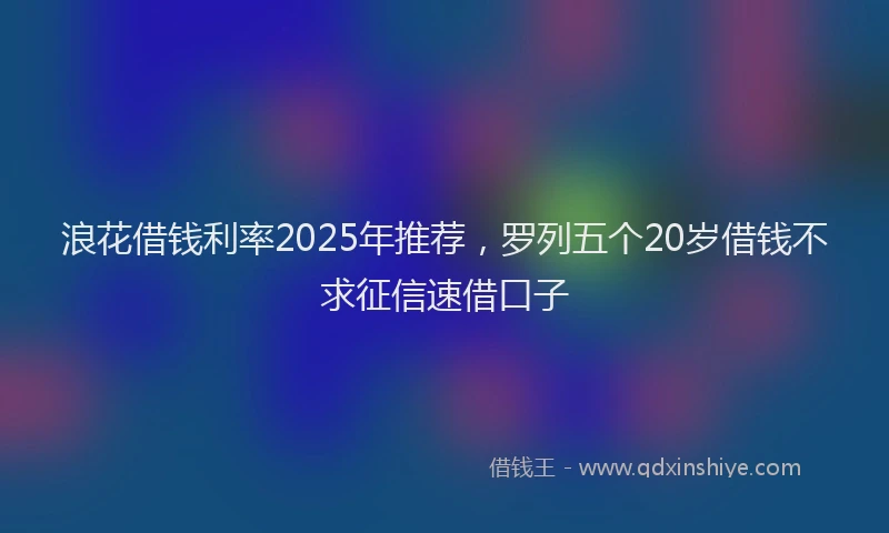 浪花借钱利率2025年推荐，罗列五个20岁借钱不求征信速借口子