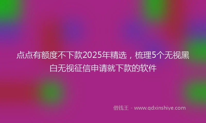 点点有额度不下款2025年精选，梳理5个无视黑白无视征信申请就下款的软件