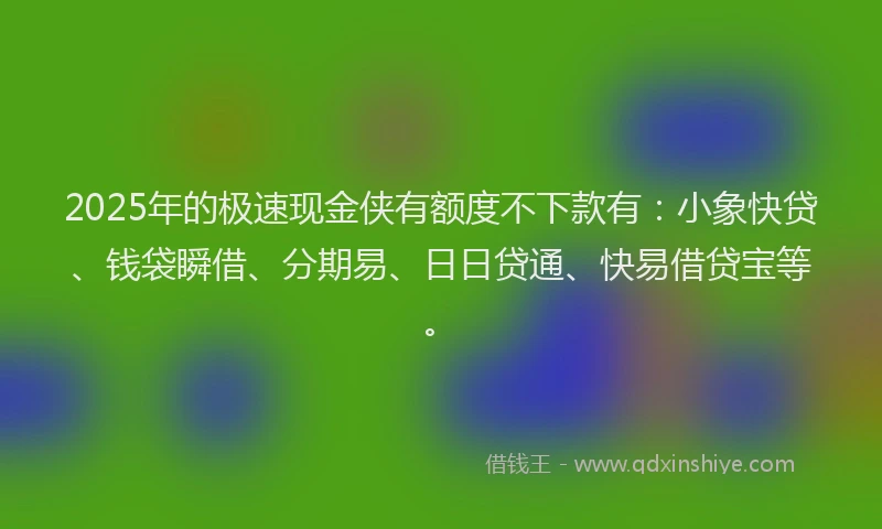 2025年的极速现金侠有额度不下款有：小象快贷、钱袋瞬借、分期易、日日贷通、快易借贷宝等。