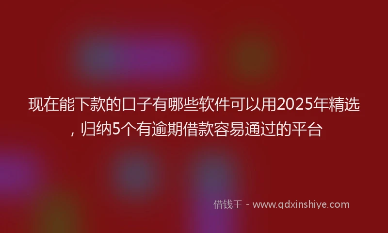 现在能下款的口子有哪些软件可以用2025年精选，归纳5个有逾期借款容易通过的平台