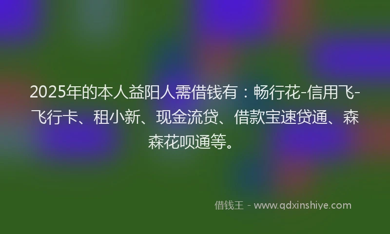 2025年的本人益阳人需借钱有：畅行花-信用飞-飞行卡、租小新、现金流贷、借款宝速贷通、森森花呗通等。