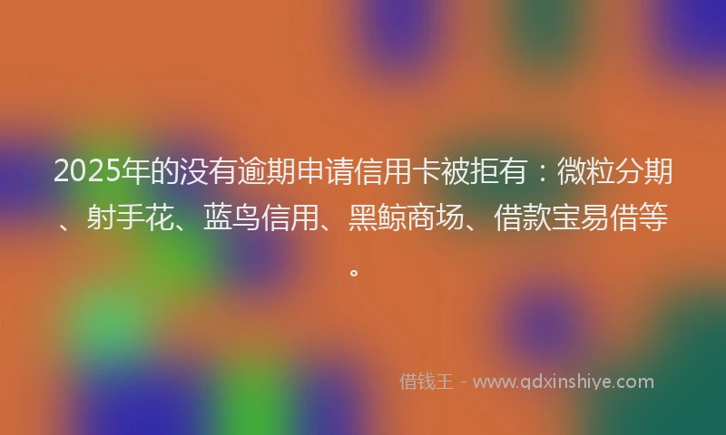 2025年的没有逾期申请信用卡被拒有：微粒分期、射手花、蓝鸟信用、黑鲸商场、借款宝易借等。